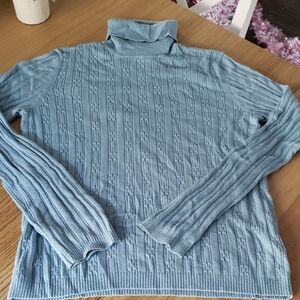 Rena Rowan Women's Chic Blue Turtleneck Knit Sweater. NWOT